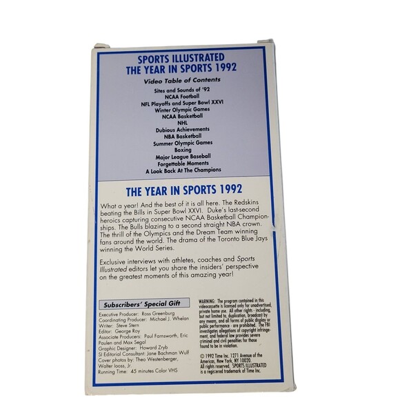 Sports Illustrated VHS 1992 The Year In Sports Video Tape NBA Olympic Dream Team - Picture 2 of 7